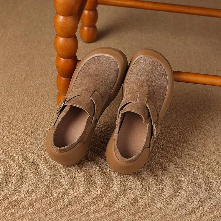 Women Retro Thick- Soled Birkenstocks Suede Leather Shoes
